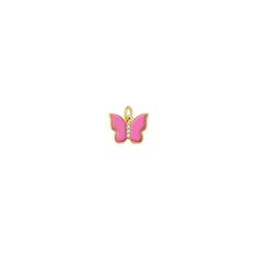 The perfect accent to any charm collection, our delicate enamel and pave cz butterfly charms are a favorite! 14K gold filled. Enamel. Cubic Zirconium Pink Enamel Charm Necklace, Gold Enamel Jewelry With Butterfly Charm, Pink Butterfly Charm Dangle Jewelry, Pink Butterfly Charm Necklace, Pink Butterfly Charm Earrings, Butterfly Charm, Enamel Charms, Pink White, Charm Pendant