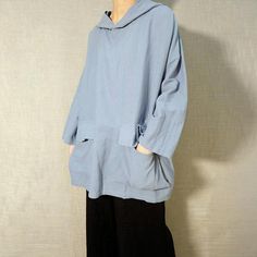 Women Comfortable Linen Tops Simple Tops Leisure Sweatershirt, Hooded Tops Casual Blouse Cotton T-sh Baggy Solid Top With Pockets, Baggy Top With Pockets, Casual Tunic Top For Loungewear, Long Sleeve Lagenlook Top, Casual Tops With Curved Hem For Daywear, Casual Oversized Tunic Top, Long Sleeve Lagenlook Top For Daywear, Lagenlook Long Sleeve Top For Daywear, Oversized Top With Asymmetrical Hem For Daywear