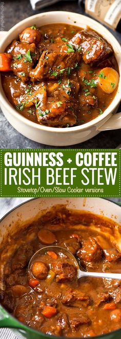 guinness and coffee irish beef stew in a pot