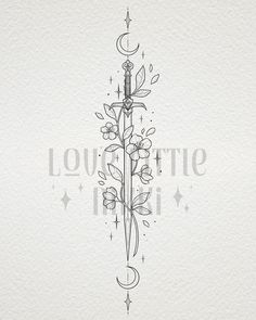 a drawing of a flower on paper with the words lovette written in it and an arrow