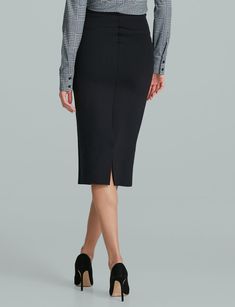 Your search for the perfect pencil skirt is over. There's nothing the Neoprene CEO Midi Skirt can't do. Made from a luxe Italian neoprene and designed with raw-cut edges and our signature smoothing waistband. Featuring incredible stretch and recovery, our neoprene is pilling, lint, and hair resistant—and machine washable.  Product Details    Luxury Italian neoprene (87% nylon, 13% elastane)  Fit-tested by real women Four-way stretch and high recovery Pilling resistant Machine washable  Item NEO6 Sleek Structured Bottoms, Sleek Elastane Pencil Skirt Bottoms, Stretch Elastane Pencil Skirt For Office Wear, Modern Midi Skirt For Office, Modern Midi Pencil Skirt For Office, Fitted Sleek Pencil Skirt For Work, Elegant High Waist Relaxed Pencil Skirt, Fitted Elastane Pencil Skirt For Workwear, Elegant Relaxed High Waist Pencil Skirt