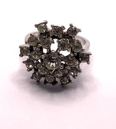 Rhinestone Snowflake, Park Lane, Clear Rhinestones, Cluster Ring, Rings Statement, Statement Rings, Clear Glass, Silver Tone, Jewelry Rings