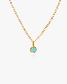 Product Description Featuring a simple and elegant necklace with a solitaire Turquoise CZ stone. It's a perfect everyday necklace that can also be layered with other necklaces for a fancier look. The necklace comes with a dainty gold-filled curb chain. Turquoise is also a December birthstone which makes a perfect gift for December babies! …………………………………. D E T A I L S Pendant measures 10 mm x 5 mm Chain style: curb chain Clasp type: spring Tarnish-resistant, waterproof, safe for sensitive skin Le Turquoise Jewelry Gold, Necklace Stacks, Teal Necklace, Preppy Things, Preppy Jewelry, Cute Ear Piercings, Solitaire Necklace, Jewelry Accessories Ideas, Solitaire Necklaces