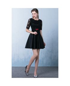 Get 10% off now! Buy black lace satin aline party dress with lace sleeves at cheap price online. Free stable shipping and pro custom service since 2009. Black A-line Lace Dress For Cocktail, Black A-line Satin Evening Dress, Black Lace Mini Dress With Lace Bodice, Black Dress With Lace Bodice, Black Mini Dress With Lace Bodice, Black Lace A-line Evening Dress, Black Satin A-line Dress, Black A-line Satin Dress, Black Lace Mini Dress For Prom