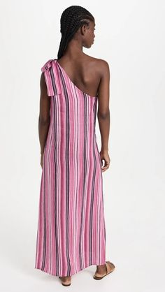 Lisa Marie Fernandez Sarong Dress | Shopbop Chic Fitted One-shoulder Dress For Vacation, Chic Long Dress For Day Out, Casual Chic A-line Dress, Pink Dressy Maxi Dress For Summer, Elegant One-shoulder Dress For Beach, Elegant One-shoulder Beach Dress, One-shoulder Dress For Day Out, Chic Beach Midi Dress, Summer A-line Maxi Dress For Date Night