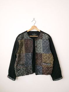 Vintage Sacred Threads Black/Patchwork Quilted Button front Jacket. Measurements Total Length         : 22" Armpit to armpit  : 21" Armpit to end of sleeve : 17 1/2"  Condition              : Gently used. There's no stains or holes. Good condition.  ※Please read the policy before you purchase.※ Black Patchwork Button-up Outerwear, Black Bohemian Patchwork Outerwear, Bohemian Black Patchwork Outerwear, Bohemian Black Outerwear With Patchwork, Sacred Threads, Womens Jackets, Patchwork Quilts, Favorite Outfit, Art Collection