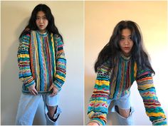 This is a beautiful, rare, collectible and most importantly original vintage 90s Coogi Australia sweater. It is very classic, and seen worn by a lot of iconic people like Notorious BIG, Snoop Dogg. It is a very important part in 90s hip hop fashion. This sweater is in great vintage condition, with very minimal sign of wear. Super clean and color is still as vibrant as new. Has its original tag. It is a size L. Feel free to ask me any questions about the piece. Coogi Sweater Outfit Women, 90s Sweater Outfits, Art Deco Monogram, Multicolor Christmas, Iconic People, Sweetheart Jewelry, Coogi Sweater, Style Moodboard, 90s Hip Hop Fashion