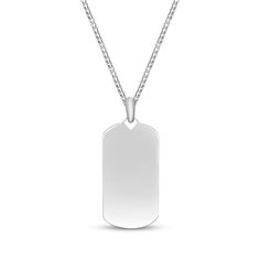 With an antiqued finish and marbled howlite, this necklace proclaims his unique style. Sterling silver Textured dog tag pendant with howlite inlay 24-inch box chain with lobster clasp Classic Dog Tag Jewelry As Gift, Classic Dog Tag Jewelry For Gifts, Classic Dog Tag Jewelry Gift, Gift Dog Tag Necklace With Cable Chain, Polished Dog Tag Jewelry For Gift, Polished Finish Dog Tag Jewelry As Gift, Polished Dog Tag Jewelry As Gift, Minimalist Dog Tag Jewelry With Box Chain, White Rectangular Engraved Necklace