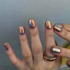 Hippie Nails, Pretty Gel Nails, Pretty Acrylic Nails, Chrome Nails