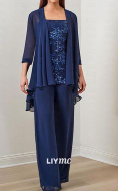 Elegant Formal Embellished Pant Set, Elegant Blue Pantsuit For Wedding, Elegant Full-length Party Sets, Elegant Full Length Party Sets, Elegant Embellished Floor-length Pant Set, Elegant Fitted Floor-length Pant Set, Elegant Embellished Sets For Wedding Guests, Mother Of The Bride Suits, Homecoming Formal Dresses