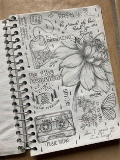 an open notebook with drawings on it