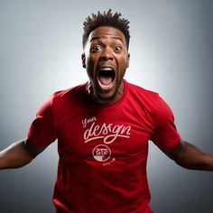 INSTANT DOWNLOAD - no physical item will be delivered This captivating mockup showcases a dynamic black man exuding joy and enthusiasm while wearing a vibrant red t-shirt. The combination of the red t-shirt and his energetic expression creates a visually striking and lively aesthetic, making it an ideal choice for displaying fun, crazy, and funny t-shirts.  Once your payment is cleared, you will receive an email with the download link. You can also access your purchase via your Etsy profile. Download the files, and start working on your images.  The high-resolution JPG file of t-shirt mockup will be blank and without any watermarks. Use any image editing software and add your design on top of the base image. Now you can upload it to your online store. Each mockup photo can be used multiple Red Fan Apparel T-shirt With Graphic Design, Red Graphic Shirt For Fan Merchandise, Red Graphic Design Shirt For Fan Merchandise, Red Graphic Design Shirt For Fans, Fan Apparel T-shirt With Branding And Crew Neck, Red Graphic Design Crew Neck T-shirt, Red Graphic Design Fan Apparel T-shirt, Red Crew Neck T-shirt With Graphic Design, Red Graphic Crew Neck T-shirt