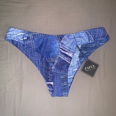 Zaful Swim Bottoms. Denim Print. Nwt! Trendy High Rise Beach Swimwear, Casual High Rise Swimwear For Spring, Casual High-rise Swimwear For Spring, Casual High Rise Spring Swimwear, High Rise Blue Swimwear For Beach Season, High Rise Blue Swimwear For Beach, Blue High Rise Swimwear For Beach, Blue High-rise Swimwear For Beach, High Rise Blue Bottoms For Beach