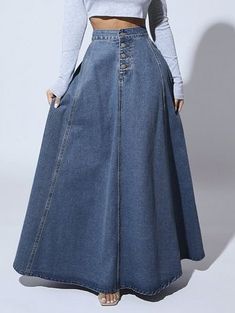 Lavagem Média Collar Jeans Simples Flared / Alargado Embellished Não elástico High-waisted Non-stretch Skirt With Button Closure, Non-stretch High-waisted Skirt With Button Closure, High Waist Denim Blue Skirt With Button Closure, Denim Blue High Waist Skirt With Button Closure, Non-stretch Denim Skirt With Button Closure, Non-stretch High Waist Denim Skirt With Button Closure, High-waist Dark Wash Skirt With Buttons, High Waist Dark Wash Skirt With Buttons, High Waist Dark Wash Buttoned Denim Skirt