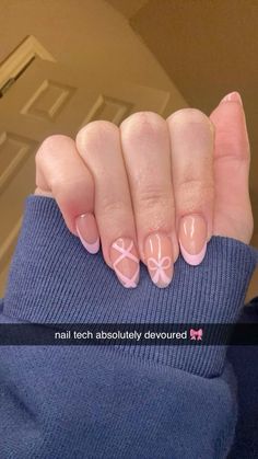 Nail Inspo Pink Hello Kitty, Cute Nails For Volleyball Players, Cute Nail Designs Pink And White, Gel Nail Designs Round Shape, Nail Inspo First Day Of School, Cheer Friendly Nails, Ballet Nails Aesthetic, How To Paint A Bow On Nails, Girly Nail Designs Pink