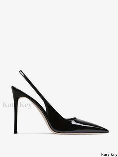 Katy Key - Stylish Black Pointed Toe Slingback Stiletto Heel Dress Shoes for Women Chic Heels With Straps And Pointed Toe, Elegant Strapped Pointed Toe Heels, Black Slingback Pumps With Straps For Evening, Chic Pointed Toe Slingback Pumps With Straps, Party Heels With Straps And Pointed Toe, Party Black Slingback Sandals With Pointed Toe, Black Slingback Sandals For Party With Pointed Toe, Black Slingback Pumps With Straps And Pointed Toe, Black Pointed Toe Slingback Sandals For Party