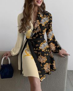 Black Printed Long Sleeve Dress, Printed Black Midi Dress For Fall, Printed Black Midi Dress, Black Printed Midi Dress, Chic Printed Mini Dress For Fall, Black Printed Dress For Fall, Printed Mini Dress For Fall Party, Fall Printed Mini Dress For Party, Elegant Long Sleeve Printed Mini Dress