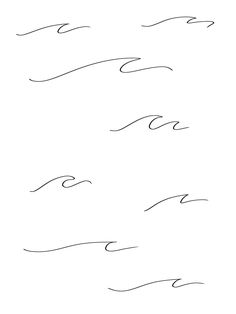 four lines that are drawn in the shape of waves on a white background, one line is