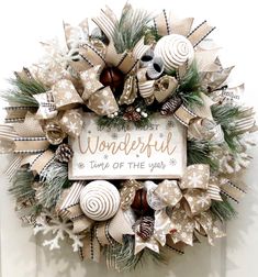 a wreath that says wonderful time of the year