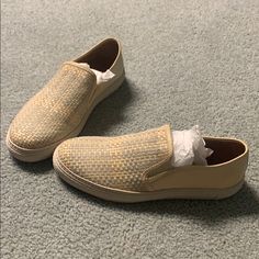 Brand New Are Worth $290. Never Been Worn. Leather Slip-ons For Formal Summer Wear, Elegant Summer Slip-ons With Round Toe, Formal Beige Slip-ons For Spring, Elegant Spring Loafers With Woven Sole, Leather Slip-on Summer Sneakers, Formal Round Toe Slip-ons For Spring, Formal Slip-ons With Round Toe For Spring, Beige Formal Slip-ons For Summer, Spring Formal Slip-ons With Round Toe