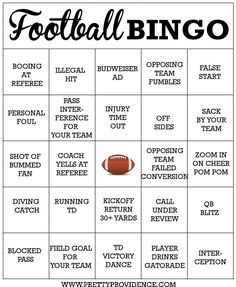 a football game board with the words football bingo written in black and white on it