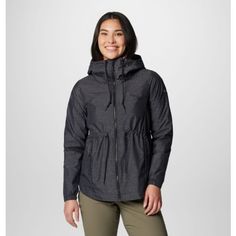 Take chilly days in stride with this lightweight hooded jacket, featuring adjustable drawcord details to seal in warmth and light rain-and-stain defying technology. Light Rain, Columbia Sportswear, Hooded Jacket, Columbia, Coats Jackets, Stain, Technology, Black