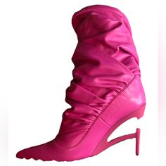 Unravel Project Women’s Fuchsia Hot Pink Boots. Never Used, Size 38 European . Best Offer! Pink Heeled Boots With Reinforced Heel And Pointed Toe, Pink High Ankle Boots With Reinforced Heel, Pointed Toe Party Boots With Leather Sole, Leather Sole Boots With Pointed Toe For Party, Elegant Pink Closed Toe Boots, Pink Leather Heeled Boots With Snip Toe, Pink Fitted Heeled Boots With Snip Toe, Designer Pink Boots With Round Toe, Pink Pointed Toe Heeled Boots For Evening