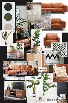 a collage of different furniture and decor items