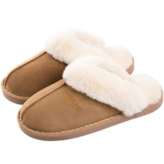 PRICES MAY VARY. The fluffy slippers are made of high quality plush. Combines classic brown color style with plush collar design. Along with breathable cotton upper and comfort plush fleece lining, it will softly wrap your feet and offer extreme warm and comfort. High density terry cloth foam cushions your every step with ultimate supportive comfort .Your feet are surrounded by the extremely cozy lining which lets you feel like walking on a cloud.Blueuce muscle fatigue walking and endures a long Fluffy Shoes Slippers Ugg Boots, Cute Warm Slippers, Big Bear Slippers, Christmas Wishlist Accessories, Working Shoes, Fur Sliders, Indoor Outdoor Slippers, Fashion Shoes Flats, Loafer Shoes Women