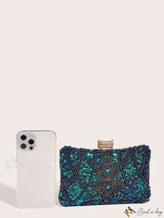 BirdinBag - Compact Glitter Evening Clutch - Decorative Mini Accessory Green Sequined Party Bag, Mini Accessories, Minimalist Pattern, Chain Bag, Box Bag, Evening Clutch, Style Minimalist, Mini Fashion, Chain Bags