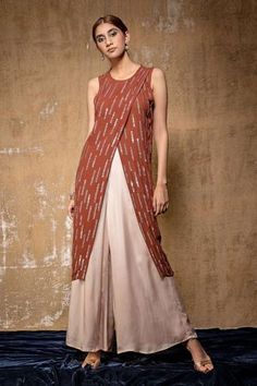 Shop for Nayantara Couture Brown Viscose Embroidered Kurta And Palazzo Set for Women Online at Aza Fashions Kurta And Palazzo, Palazzo Set, New Address, Designer Dresses Casual, Indian Fashion Designers, Fashion Attire, Kurta Designs, Unique Dresses, Kurti Designs