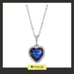 in stock Elegant Blue Heart Necklace, Elegant Blue Jewelry For Valentine's Day, Heart-shaped Blue Jewelry For Anniversary, Formal Sapphire Heart Necklace, Blue Heart-shaped Jewelry For Anniversary, Blue Jewelry For Valentine's Day Party, Blue Necklace For Anniversary On Valentine's Day, Elegant Blue Jewelry With Heart Charm, Blue Heart Necklaces For Party