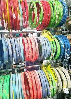 there are many different colored wires on the rack in this store and one is for sale