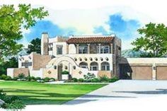 this is an artist's rendering of the front elevation of these luxury home plans