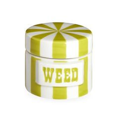 Jonathan Adler Weed Canister – Meadow Blu Jonathan Adler Gold Vase Insect, Night Cravings, Late Night Cravings, Lily Allen, Paint Stripes, Jonathan Adler, Canisters, Late Night, White Porcelain