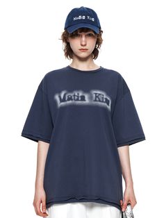 This is a trendy and casual t-shirt by MATIN KIM that is made out of high quality and sturdy fabric. With unique design detail and trendy mood, you can style it for your casual and young daily outfit.- Cotton blend fabric with high elasticity- Casual logo detail- Relaxed oversized silhouette Urban Blue Tops With Text Print, Trendy Blue Cotton T-shirt, Blue Cotton Hip Hop Top, Urban Blue Tops For Spring, Trendy Blue T-shirt With Relaxed Fit, Casual Logo, Oversized Silhouette, Casual T Shirt, Graphic Design Logo