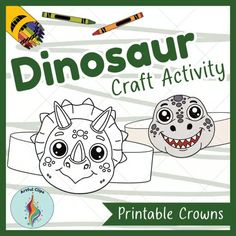 the dinosaur craft activity is shown with crayons