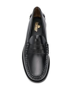 Black leather Penny slip-on loafers from Sebago featuring slip-on style, penny slot, round toe, branded insole and flat rubber sole. | Sebago Penny slip-on loafers Valentino Garavani Bag, Versace Shop, Saint Laurent Shoes, Boot Pumps, Sneaker Wedge, Personalized Accessories, Ski Wear, Pump Sandals, Penny Loafers