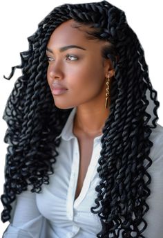 Loose Hair Crochet Styles, Crotchet Hairstyles Black Women Locs, Big Twist Braids Hairstyles, Curly Braid, Black Women Braided Hairstyles, Curly Faux Locs, Braided Buns, Crochet Box Braids