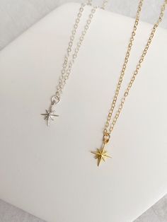 Tiny Star Necklace, Northern Star, North Star Necklace, Starburst Necklace, Starburst Earrings, Minimal Necklace, Tiny Star, Vermeil Jewelry, 925 Sterling Silver Chain