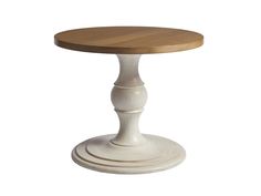 a small white table with a wooden top