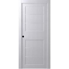 an open white door with no glass on the top and bottom panel, against a white background