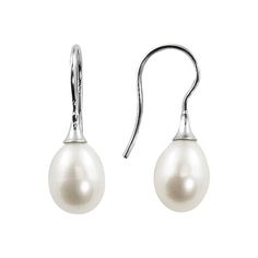 Chic, classic earrings. This lovely pair features freshwater, cultured pearls in a single, dropped design. And the lustrous oval shapes are polished to an elegant finish. With sterling silver, shepherd-hook backings that slide on to ensure a comfortable fit. Plus, they come in a white leatherette box for easy gift giving and storage. Details:  8- x 9-mm cultured pearls Pierced Sterling silver  Size: One Size. Gender: female. Age Group: adult. Classic Earrings, Freshwater Cultured Pearls, Slide On, Drops Design, Pearl Drop Earrings, Easy Gifts, Pearl Drop, Cultured Pearls, Gift Giving