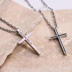 "Looking for a gift for your man? You've found the perfect item for this!  Introducing a one-of-a-kind custom cross necklace designed with men in mind. This statement accessory is handcrafted with meticulous attention to detail, ensuring a truly unique piece that reflects your personal style. The classic cross pendant is expertly crafted, exuding a sense of masculinity and sophistication. Customizable to your preferences, choose from a range of high-quality materials to make this necklace truly Engraved Stainless Steel Cross Necklace, Stainless Steel Cross Pendant Necklace For Gift, Stainless Steel Crucifix Cross Necklace As Gift, Gift Stainless Steel Cross Pendant Necklace, Father's Day Stainless Steel Cross Necklace, Personalized Cross Necklace Pendant As Gift, Engraved Cross Necklace For Gifts, Stainless Steel Cross Necklace For Anniversary, Father's Day Gift Cross Necklace