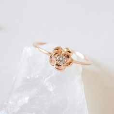 14K Two Tone Diamond Rose Ring Diamond Rose Ring Rose - Etsy Vietnam Rose Gold Flower Ring For Promise, Rose Gold Flower Promise Ring, Rose Gold Flower Ring With Rose Design, Rose Gold Flower Design Promise Ring, Rose Gold Flower Proposal Ring, Jewelry Fancy, Jewelry Flower, Floral Jewelry, Rose Ring