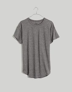 My Shopping Bag Fall Relaxed Fit T-shirt With Shirttail Hem, Fall Everyday T-shirt With Shirttail Hem, Fall T-shirt With Shirttail Hem For Everyday, Fall T-shirt With Shirttail Hem, Soft-washed T-shirt For Casual Fall Gatherings, Basic Gray T-shirt For Layering, Basic Soft-washed T-shirt For Layering, Short Sleeve T-shirt For Layering In Fall, Fall Relaxed Fit Scoop Neck T-shirt