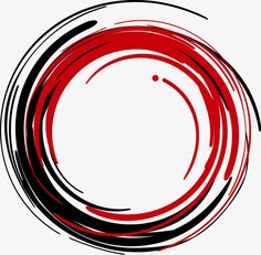 a red and black circle on a white background