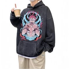 PRICES MAY VARY. 1.High-quality Material:This hoodie is made from premium cotton,ensuring comfort and durability. 2. Classic Design:The design of this hoodie is inspired by the popular anime Jujutsu,providing a stylish and authentic cosplay look. 3.Versatile Clothing:Suitable for various occasions,such as cosplay parties,casual wear,or outdoor activities. 4.Unisex Fit:Designed for both men and women,this hoodie offers a comfortable and flattering fit for all body types. 5.Product:Product picture Casual Hooded Sweatshirt With Anime Print, Casual Anime Print Hoodie For Halloween, Harajuku Hoodie For Halloween Cosplay, Harajuku Style Hoodie For Halloween Cosplay, Casual Halloween Anime Print Hoodie, Black Hooded Hoodie With Anime Print, Black Cotton Hoodie With Anime Print, Black Cotton Anime Print Hoodie, Black Hooded Hoodie For Cosplay Events