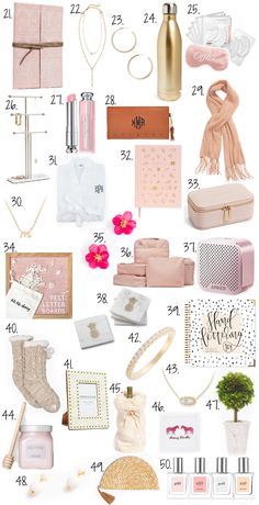 pink and gold wedding gift guide for brides, grooms and guests to carry