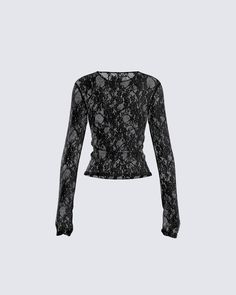 We can all agree that a black lace long-sleeve top is a staple 🙌 With a perfect blend of edge and sexiness - this crew neck with a fitted flare pairs perfectly with any look, for any occasion 💋 Black Lace Top For Layering, Black Lace Top With Crew Neck, Party Long Sleeve Tops With Lace Trim, Long Sleeve Lace Trim Party Tops, Black Lace Crew Neck Top, Black Long Sleeve Lace Top For Fall, Stretch Long Sleeve Lace Top For Night Out, Stretch Lace Long Sleeve Top For Night Out, Stretch Lace Top With Long Sleeves For Night Out